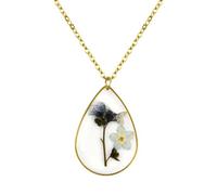 Lunhoo Real Forget-Me-Not Necklace, Resin Pressed Real Flower Pedant Necklace for Women, Girls, Alaska Souvenirs Necklaces, Forget Me Not Gift Jewelry (Teardrop)
