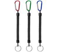 Lunhoo Stretchy Key Chains, Retractable Spiral Keyring Chain with Colored Carabiner for Keys, Wallets, Cellphone, Tool Lanyard for Kayak Fishing Tools, 3 Pcs, Red, Green, Blue