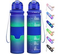Lunidry 1 Litre Water Bottle, 500ml Kids Water Bottle for School, BPA Free Leakproof Motivational Plastic Drink Bottles with Time Markings, 1l Sports Water Bottles for Running, Gym, Mens