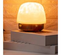 Lunie Lamp, Light & Bluetooth Noise Machine, Ocean Wave Projector Light, Remote Control Ocean Wave, with Speaker, Charging, 16 Color Dimming, Touch Style (Walnut,White Noise)