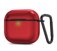 Lunivop Compatible with AirPods 4 case Aluminium Metal for airpods 4th Generation case Cover Ultra Thin Compatible with MagSafe with Keychain, Men Women Lock Clip Latest for Air Pods4 Cases (Red)