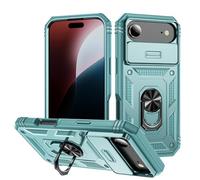 Lunivop Compatible with iPhone Air Case 360° Metal Rotated Ring Holder Magnetic Kickstand【slide Camera Cover 】 Military - Grade Protection for 17 Air 6.5 '' Phone Case Gray Green