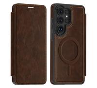 Lunivop Compatible with Samsung Galaxy S26 Ultra Case 2026 6.9 '' Flip Cover PU Leather RFID Blocking Card Holder Wallet 【Compatible with Magsafe】 Magnetic Phone Case for S26 Ultra (Dark Brown)