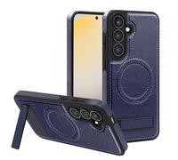 Lunivop for Samsung Galaxy S24 FE Case PU Leather [Compatible with Magsafe Wireless Charging] Magnetic Cover Stand Funda para S24 FE 6.7 '' 5G 2024 Rugged Best Phone Cases Blue