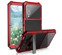 Lunivop for Samsung Galaxy S25 Edge Case Heavy Duty Metal Phone case para Built-in Screen Lens Protection Protective dust Proof Military Grade Rugged [The Fingerprints Don't Work] Red