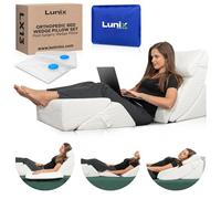 Lunix 6pcs Orthopedic Bed Wedge Pillow Set, Post Surgery Memory Foam for Back, Neck and Leg Pain Relief, Sitting Pillow, Adjustable Pillows Acid Reflux and GERD for Sleeping, Hot Cold Pack, White