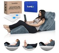 Lunix LX5 4pcs Orthopedic Bed Wedge Pillow Set, Post Surgery Memory Foam for Back, Neck and Leg Pain Relief, Sitting Pillow, Comfortable and Adjustable Pillows Acid Reflux for Sleeping 100% Navy