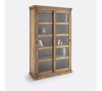 Lunja Sliding Door Double Bookcase Light Natural Wood