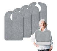 Lunluarai Adult Bibs for Men and Women 4 Packs, Reusable Terry Bibs for Elderly Senior, Waterproof Towel Bibs for Adults (Gray)