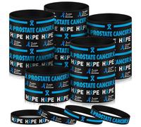 Lunmon 120 Pcs Prostate Cancer Silicone Bracelets Bulk Prostate Black Blue Ribbon Awareness Rubber Wristbands for Thyroid Disease Lymphedema Cancer Awareness Gifts