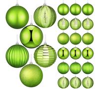 Lunmon 24 Pcs 3.14" Lime Green Large Christmas Balls Ornaments Christmas Tree Decoration Plastic Shatterproof Hanging Ornaments Set for Xmas Wedding Holiday Party Wreath Home Decor