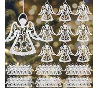 Lunmon 48 Pcs Christmas Angel Ornaments - Crochet Decorations and Hanging Ornaments for Xmas Tree, Home Wall, Holiday Party Gift