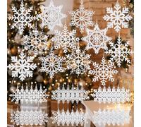 Lunmon 48 Pcs Crochet Snowflake Ornaments Winter Crocheted Snowflake White Snowflake Hanging Decor for Winter Wonderland Decorations Christmas Tree Home Wall Holiday Party Woven Gift, 6 Styles