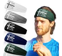 Lunmon 5 Pcs Christian Athletic Headbands Jesus Headband Sports Headbands for Men Women Christian Workout Clothes Sweatband Headband Men Sweat Bands Stretchy Unisex for Running (Novel Style)