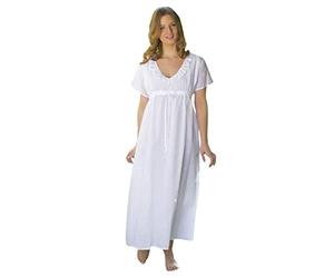Lunn Antiques Regency Style White Polka Dot Nightdress | Short Sleeve, Vintage, 18th Century, One Size