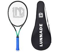LUNNADE Adults Tennis Racket 27 Inch, Shockproof Carbon Fiber Tennis Racquet Light-Weight, Pre-Strung and Regrip, Suitable for Beginners to Intermediate Players