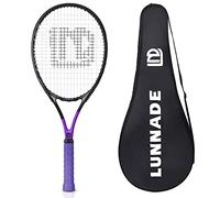 LUNNADE Adults Tennis Racket 27 Inch, Shockproof Carbon Fiber Tennis Racquet Light-Weight, Pre-Strung and Regrip, Suitable for Beginners to Intermediate Players