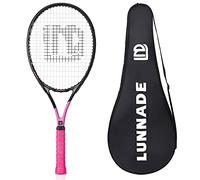 LUNNADE Adults Tennis Racket 27 Inch, Shockproof Carbon Fiber Tennis Racquet Light-Weight, Pre-Strung and Regrip, Suitable for Beginners to Intermediate Players