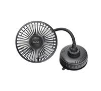 Luno Car Camping Fan - USB powered, Multi-speed, articulating ball mount, adds white noise, reusable suction cup mount. Great for Camping.