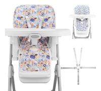 Lunobubo Baby High Chair Cover 2-in-1 Reversible, Includes 5-Point Harness Strap, Waterproof & Soft Side High Chair Pad Cushion, Machine Washable, Extra Thick Highchair Protector-Blue
