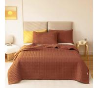 Lunoroey Bedspread Double Size Pumpkin Rusty Soft Microfiber Lightweight Quilted Bedspreads Coverlet All Season Bedding Set (1 Quilt, 2 Pillow Shams)