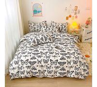 Lunoroey Black And White Butterfly Duvet Cover Set Double Size Butterfly Moth Dragonfly Ladybug Insect Printed Bedding Set Soft Lightweight All Season Quilt Cover Set