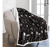 Lunoroey Black Blanket Throw Kids Boys Sherpa Fleece Throw Blanket Black Galaxy Space Universe Stars Astronauts Printed Sofa Blanket Soft Fuzzy Room Decor Gift 150x200cm