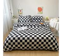Lunoroey Checkered Duvet Cover Set King Size Black And White Checkerboard Plaid Grid Quilt Cover Geometric Microfiber Soft Bedding Set (1 Duvet Cover and 2 Pillowcases)