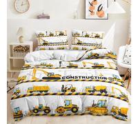 Lunoroey Digger Duvet Cover Set Single Size Excavater Construction Truck Kids Boys Bedding Set Soft Quilt Cover Comforter Cover Set