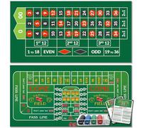 Lunorvexia Double Sided Roulette Craps Table Top Mat - Professional Casino Felt Layout for Poker Table Cover, Poker Night, Dice Games and Casino Theme Parties with 100 Chips and Instructions, 36"x72"