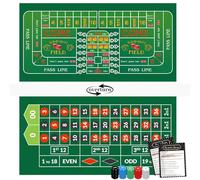 Lunorvexia Double Sided Roulette Craps Table Top Mat - Professional Casino Felt Layout for Poker Table Cover, Poker Night, Dice Games and Casino Theme Parties with 100 Chips and Instructions, 36"x72"