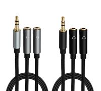 Lunpoem 2PCS Headphone Splitter Cable 3.5mm Cable Audio Splitter With Durable Nylon Braided Jacket For Clear Stereo Sound Compatible With Headphone Splitters 2 Way And Auxiliary Cable Connections