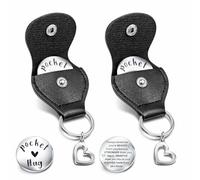 Lunpoem 2PCS Pocket Hug Token Long Distance Relationship Keepsake, Miss You Gifts, Encouragement Gift, Pocket Hug Keychain for Loved Ones, Stainless Steel Inspirational Keepsake