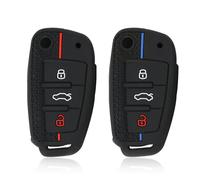 Lunpoem 2PCS Silicone 3 Button Key Cover TPU Key Fob Cover Bule and Red Keys Shell Case Replacement Accessory for Button Remote Car Keys