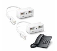 Lunpoem 2PCS Telephone Splitters 2 Way Sockets Splitter UK, ADSL Filter Microfilter for Telephone Line, Double Phone Socket RJ11 Male Plug to 2 Female White Double Socket Phone to Ethernet Adapter