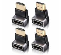 Lunpoem 4PCS Right Angle HDMI Adapter 8K, 90 and 270 Degree HDMI Connector, Female HDMI Angled Adapter, 2.1 Version Compatible with TV, Laptop, Monitor, Gaming, 90 Degree Cable Adapter