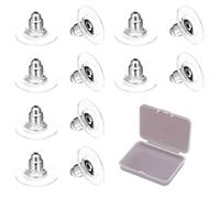 Lunpog 100 Pcs Soft Transparent Plastic Earring Backs, Bullet and Butterfly Clutch Styles, Non-Allergenic Safety Backs for Hook Earrings, Secure and Comfortable Fit