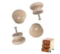 Lunpog 4 Pcs Lacquered Pine Wooden Door Knobs, 40mm Diameter, Drilled for Screws or Dowels, Cabinet and Drawer Knobs for Cupboards