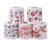 Luntus 5 Styles Santa Claus Paper Roll Tissue Paper Towels Christmas Decorations Xmas Santa Office Room Toilet Paper 5 Roll