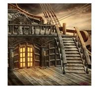Luntus 5x7FT Vinyl Studio Photography Backdrop Retro Pirate Ship Photo Background
