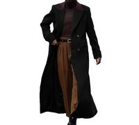 Lunuaoe Mens' Trench Coat Full Length Double Breasted Long Jacket Formal Casual Peacoat Warm Overcoat