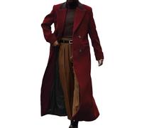 Lunuaoe Mens' Trench Coat Full Length Double Breasted Long Jacket Formal Casual Peacoat Warm Overcoat