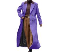 Lunuaoe Mens' Trench Coat Full Length Double Breasted Long Jacket Formal Casual Peacoat Warm Overcoat