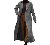 Lunuaoe Mens' Trench Coat Full Length Double Breasted Long Jacket Formal Casual Peacoat Warm Overcoat