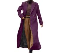 Lunuaoe Mens' Trench Coat Full Length Double Breasted Long Jacket Formal Casual Peacoat Warm Overcoat