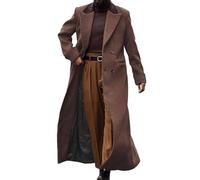 Lunuaoe Mens' Trench Coat Full Length Double Breasted Long Jacket Formal Casual Peacoat Warm Overcoat