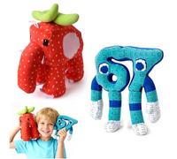 lunule 2PCS Steal Brainrot Toys Plush Cute Italian Brainrot Funny Stuffed Animal Soft Decorative Cushion for Kids Teens Collectible Blue Meme Plushie Gift for Christmas Birthday Home (Red&Blue)