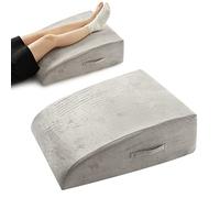 lunvi Leg Elevation Pillow With Streamlined Design, Memory Foam Top, Dual Handle and Washable Cover For Relax, Post Surgery,Injury Recovery,Hip and Knee Pain Relief, Washable Velvet Cover Grey