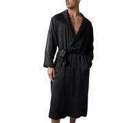 Lunya Men's Washable Silk Robe - Thermoregulating, Lightweight Silk Robes for Men - Small to XX-Large, Black, XL/XXL