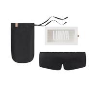 Lunya Washable Silk Sleeping Mask - Thermoregulating Mulberry Silk, Light Blocking and Comfortable Fit - Sleep Mask for Women and Men with Box - Immersed Black - Small